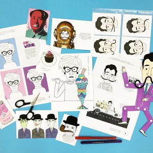 Lotta DIY Mag Warhol Dali Surrealism art history activities colouring