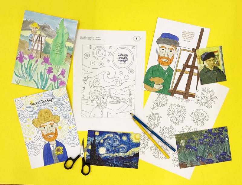Lotta DIY Mag Van Gogh art history activities colouring