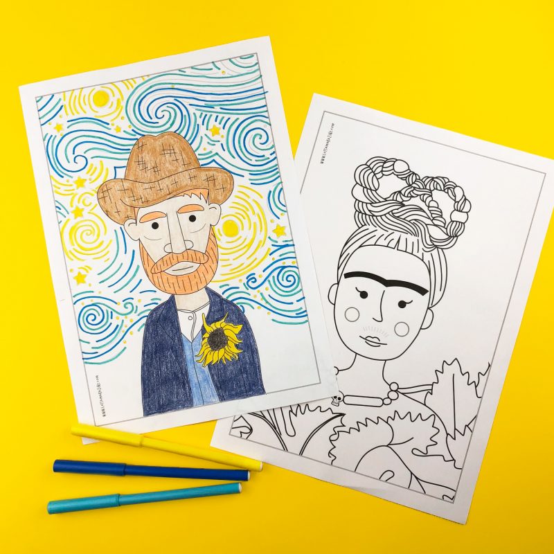 Lotta Famous artist colouring pages | Art history for kids