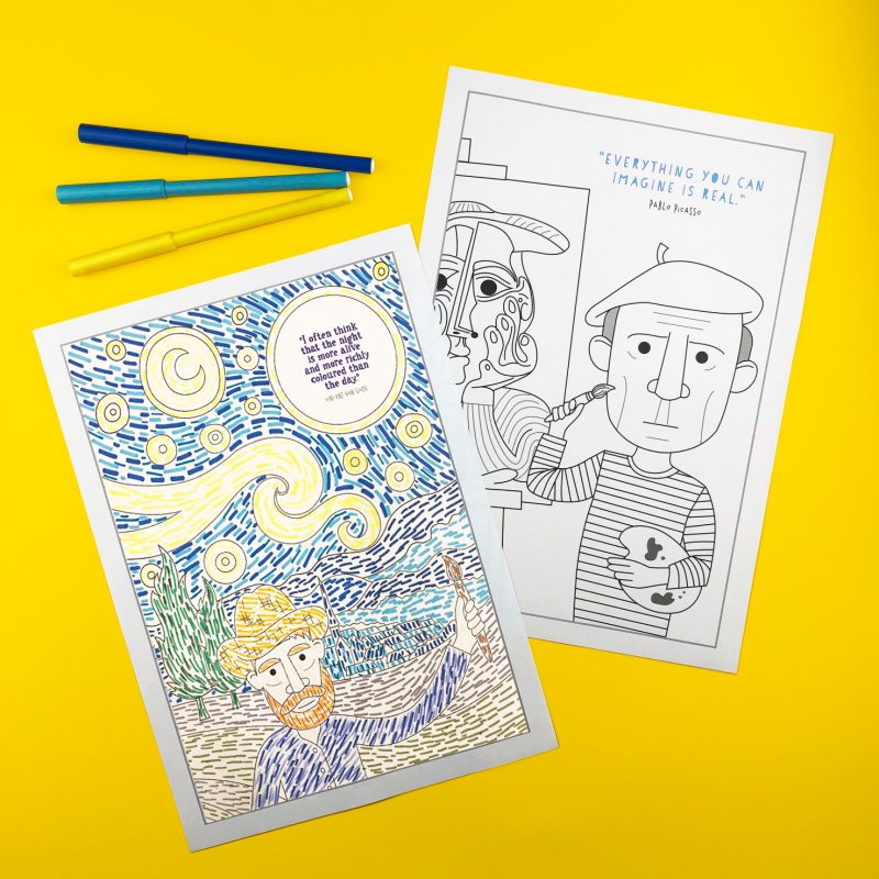 Lotta Famous artist colouring pages | Art history for kids