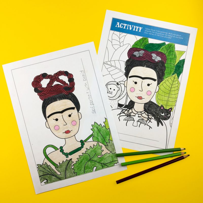 Lotta Frida Kahlo activity book colouring | Art history for kids