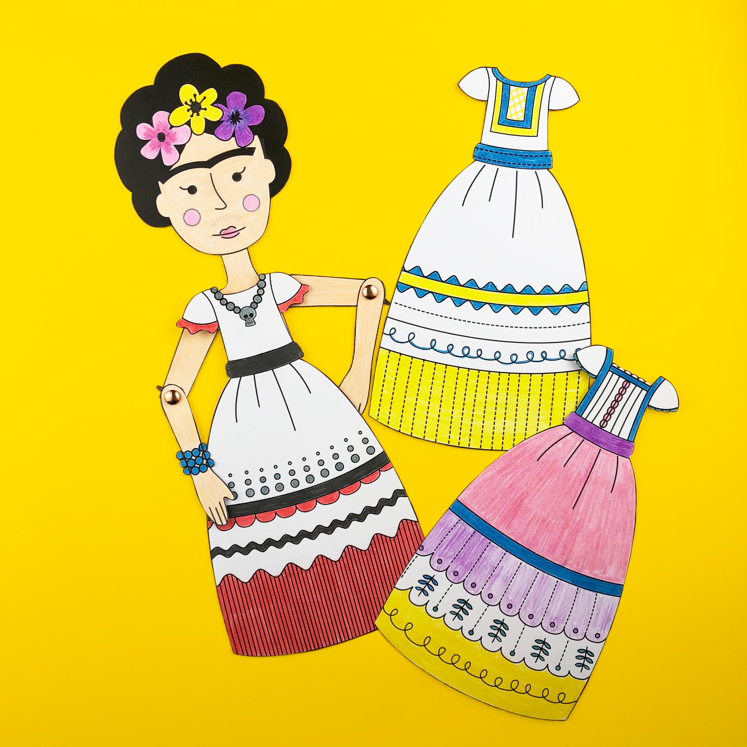 Lotta Frida Kahlo activity book paper doll Art history for kids. frida3. 