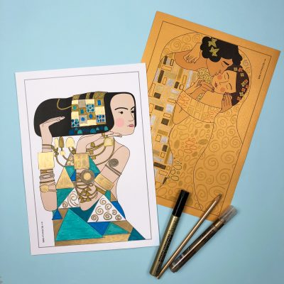 Gustav Klimt colouring pages | Lotta Art history for kids