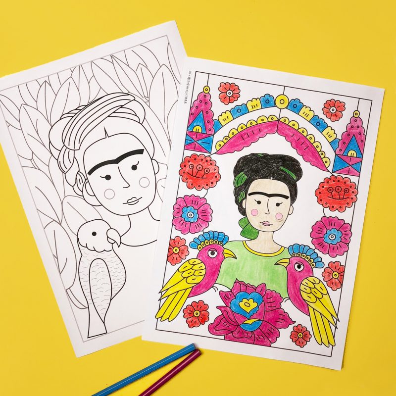 Frida Kahlo colouring pages | Art history for kids