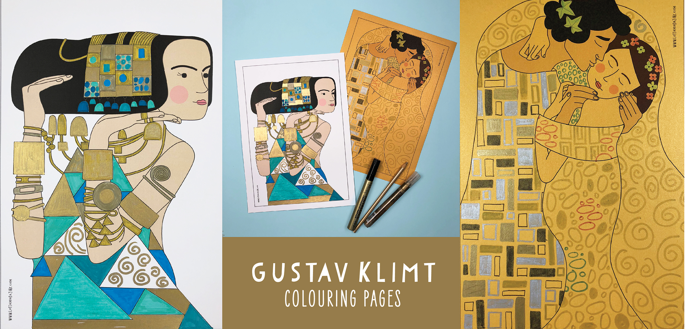 Gustav Klimt colouring pages for kids