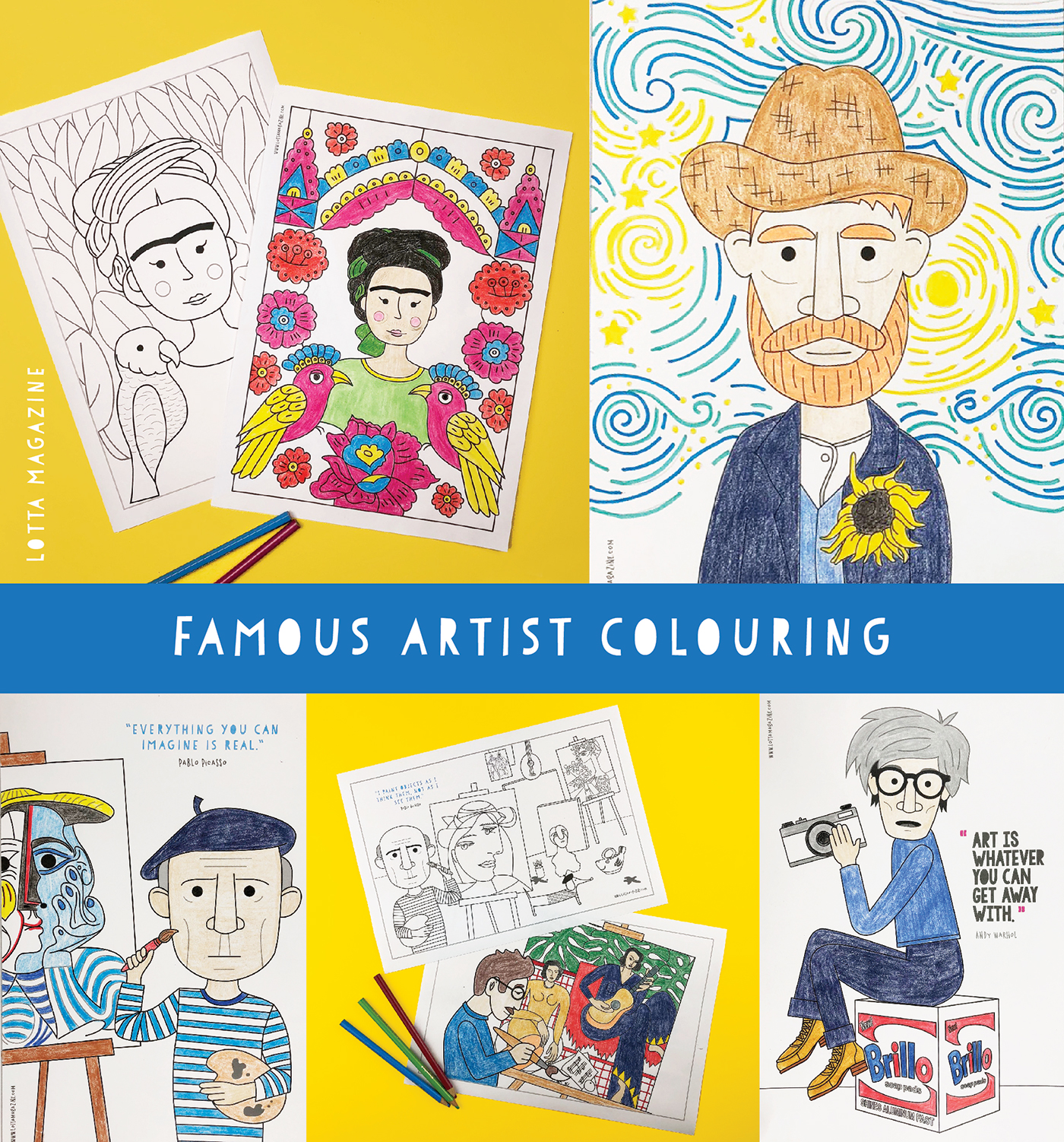 Famous artist colouring pages