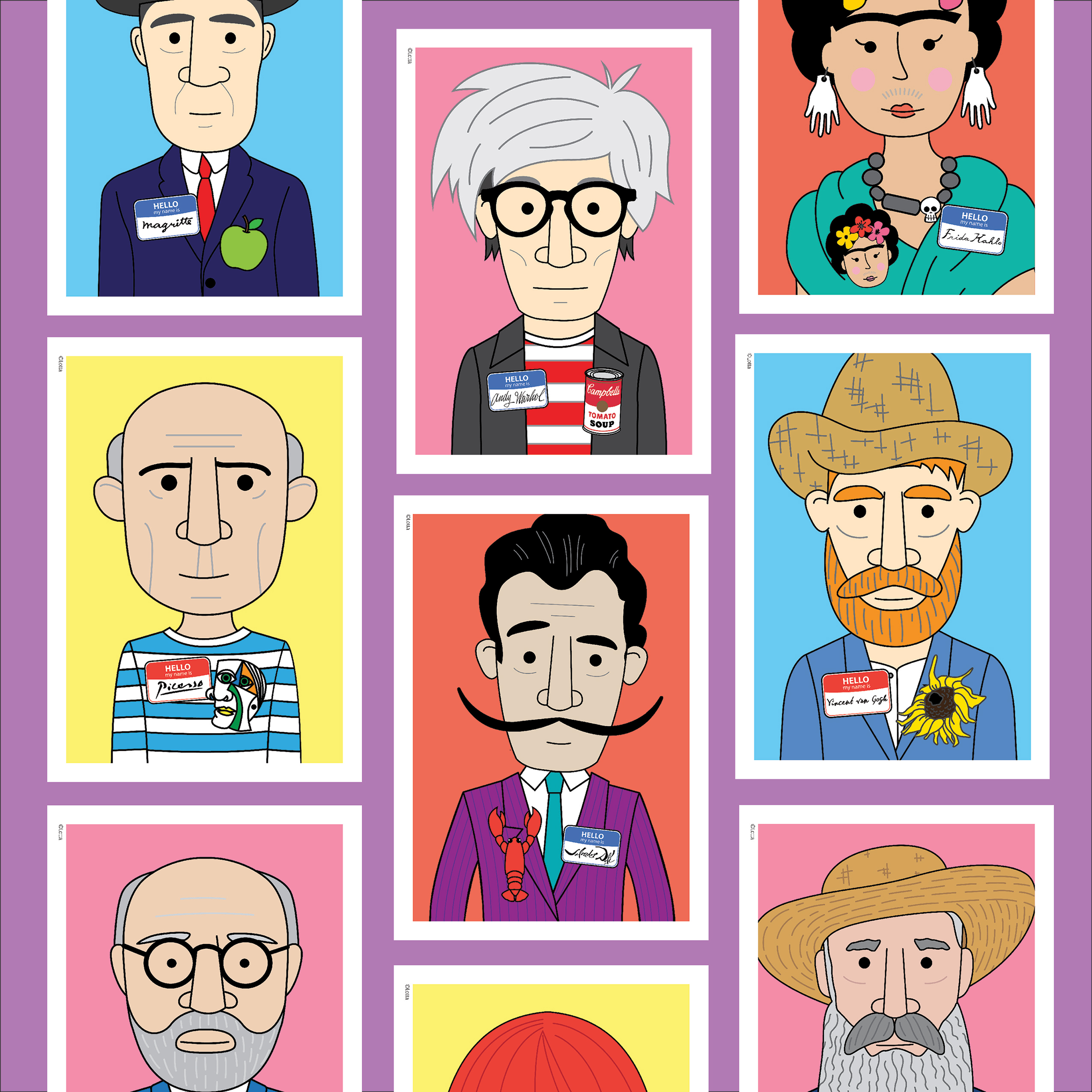 Famous artist name tag posters (10 artists)
