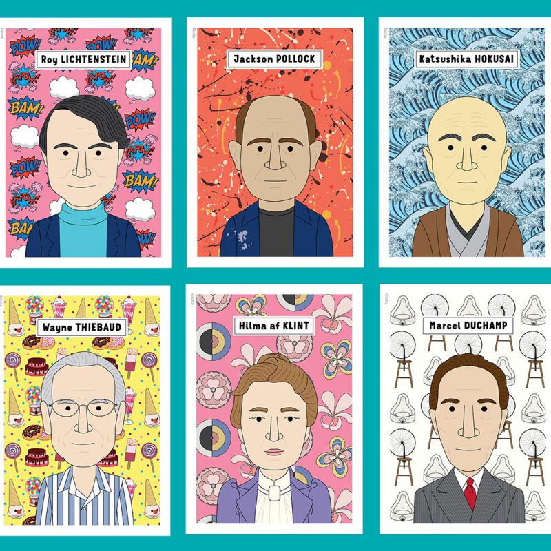 Famous artist classroom posters with pattern backgrounds inspired by the artists work.