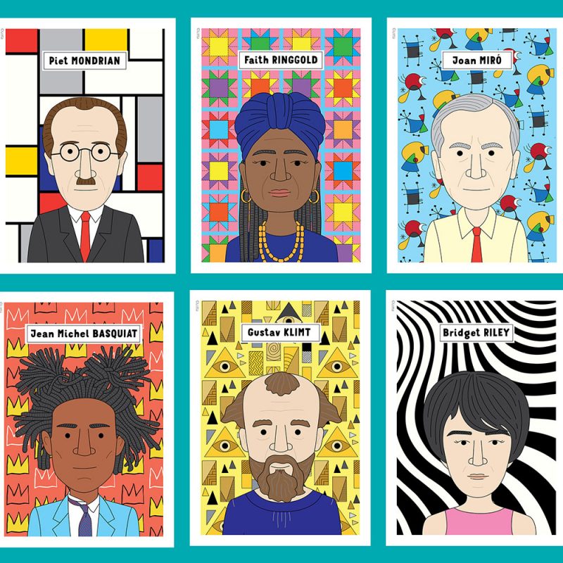 Famous artist classroom posters with pattern backgrounds inspired by the artists work.