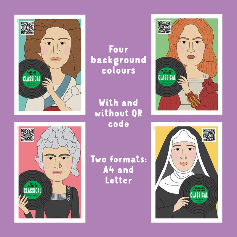 Famous classical composers posters for music classroom decor. Female composers