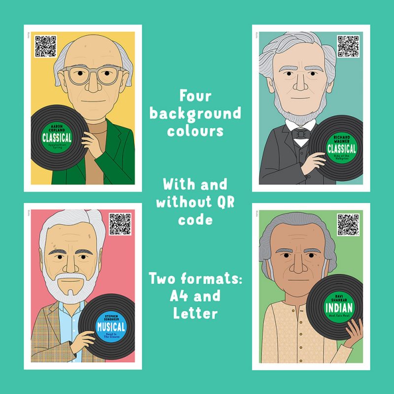 Famous classical composers posters for music classroom decor