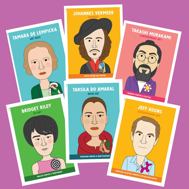 Famous artist classroom posters in bright colours.