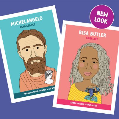 Famous artist classroom posters in bright colours.