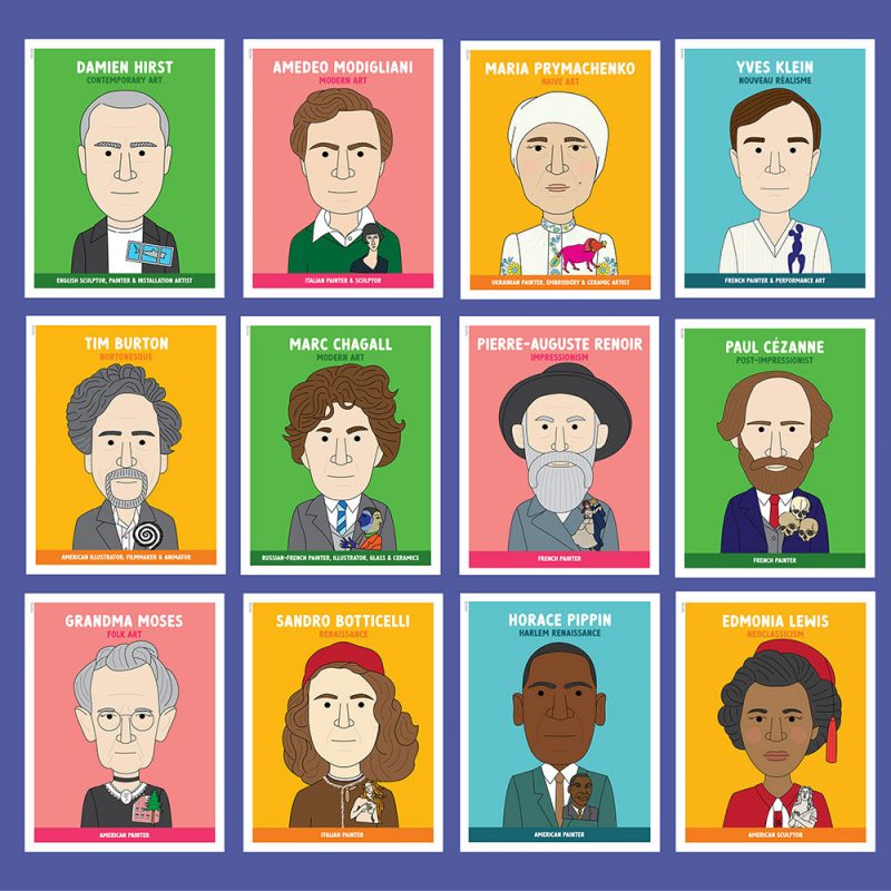 Famous artist classroom posters in bright colours.