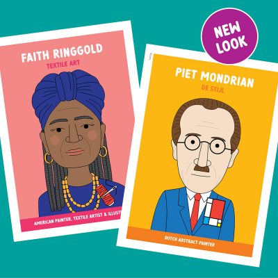 Famous artist classroom posters in bright colours.