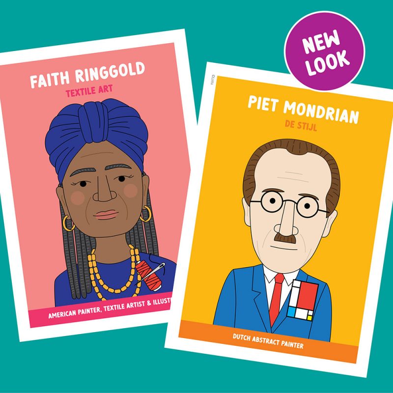 Famous artist classroom posters in bright colours.