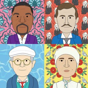 Famous artist classroom patterns with patterned backgrounds inspired by the artists work.