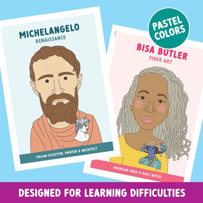 Famous artist classroom posters in pastel colours designed for neurodiversity