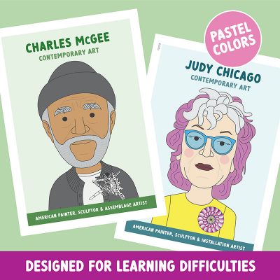 Famous artist classroom posters in pastel colours designed for neurodiversity