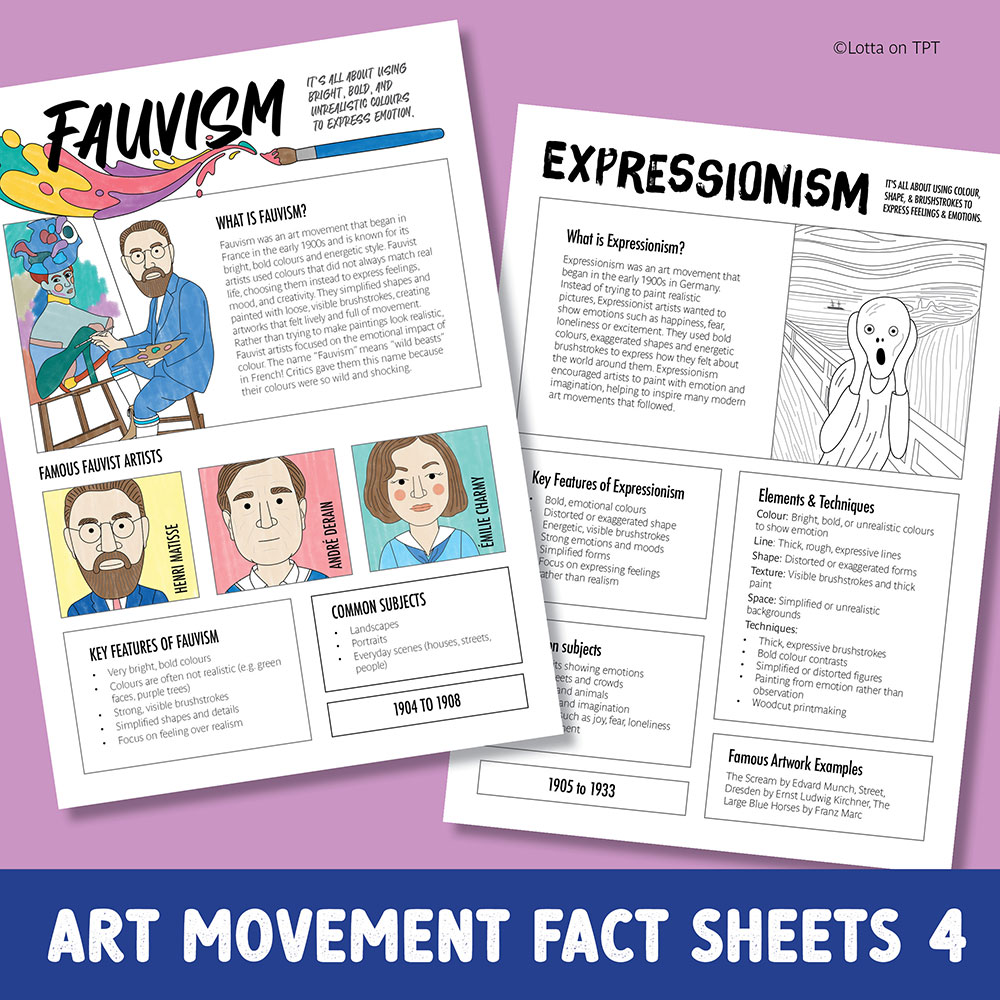 Art movement fact sheets