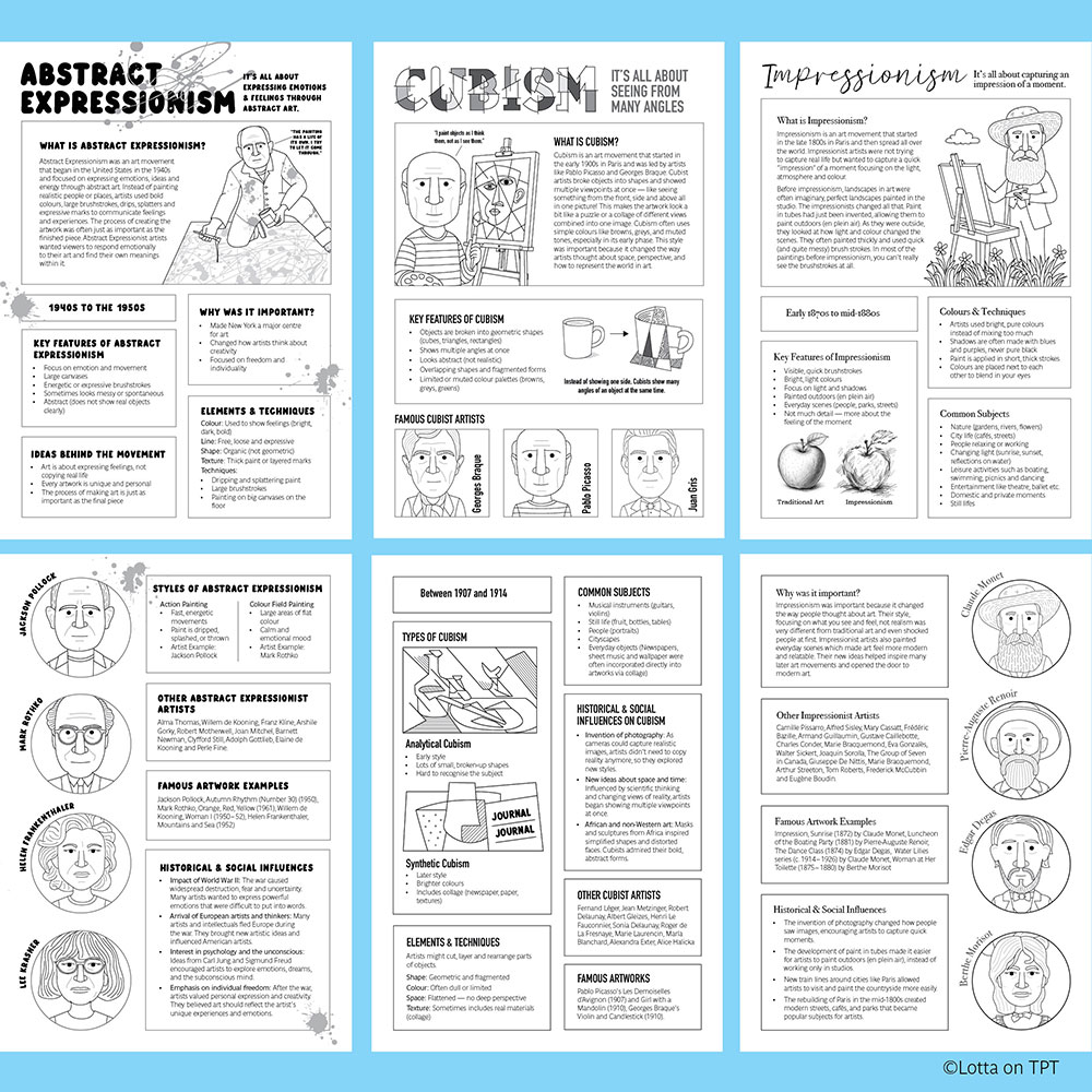 Art movement fact sheets