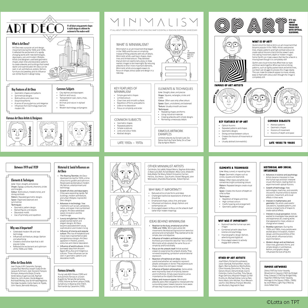 Art movement fact sheets